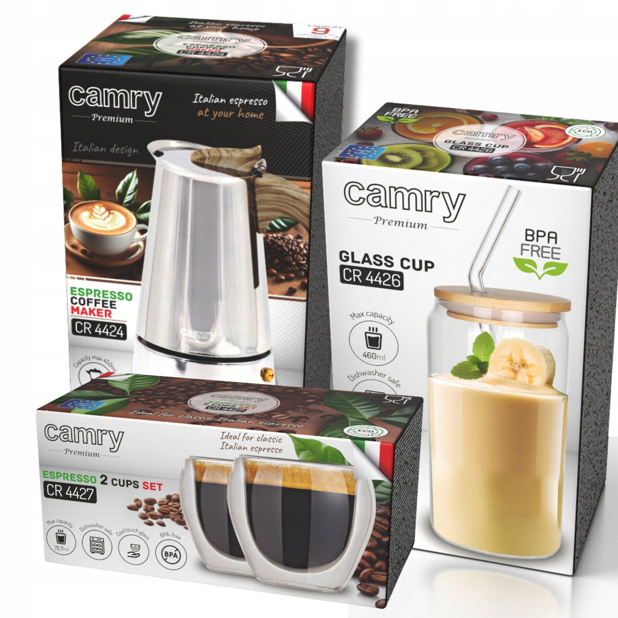 Kavos virimo indas "Dom I Ogród" 450ml, tinka indukcijai ir dujoms, su stiklinėmis Camry