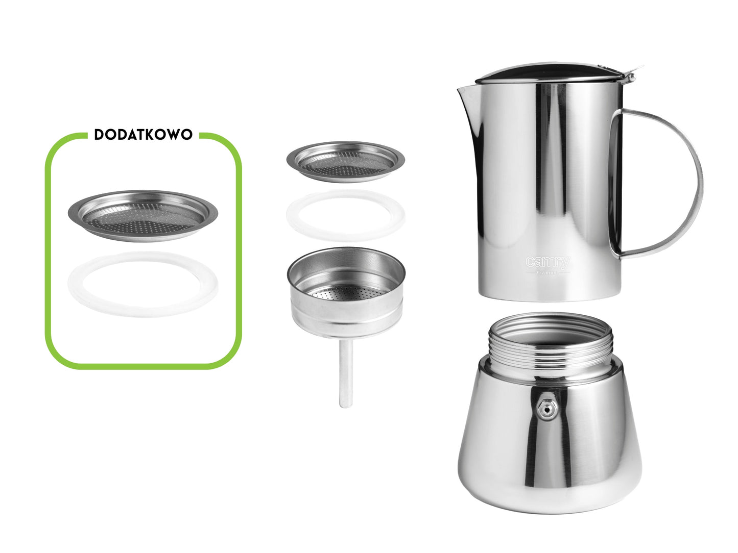 Kavinukas kavos virimui 500 ml. Veikia ant indukcijos, dujų. Plieninė CAMRY