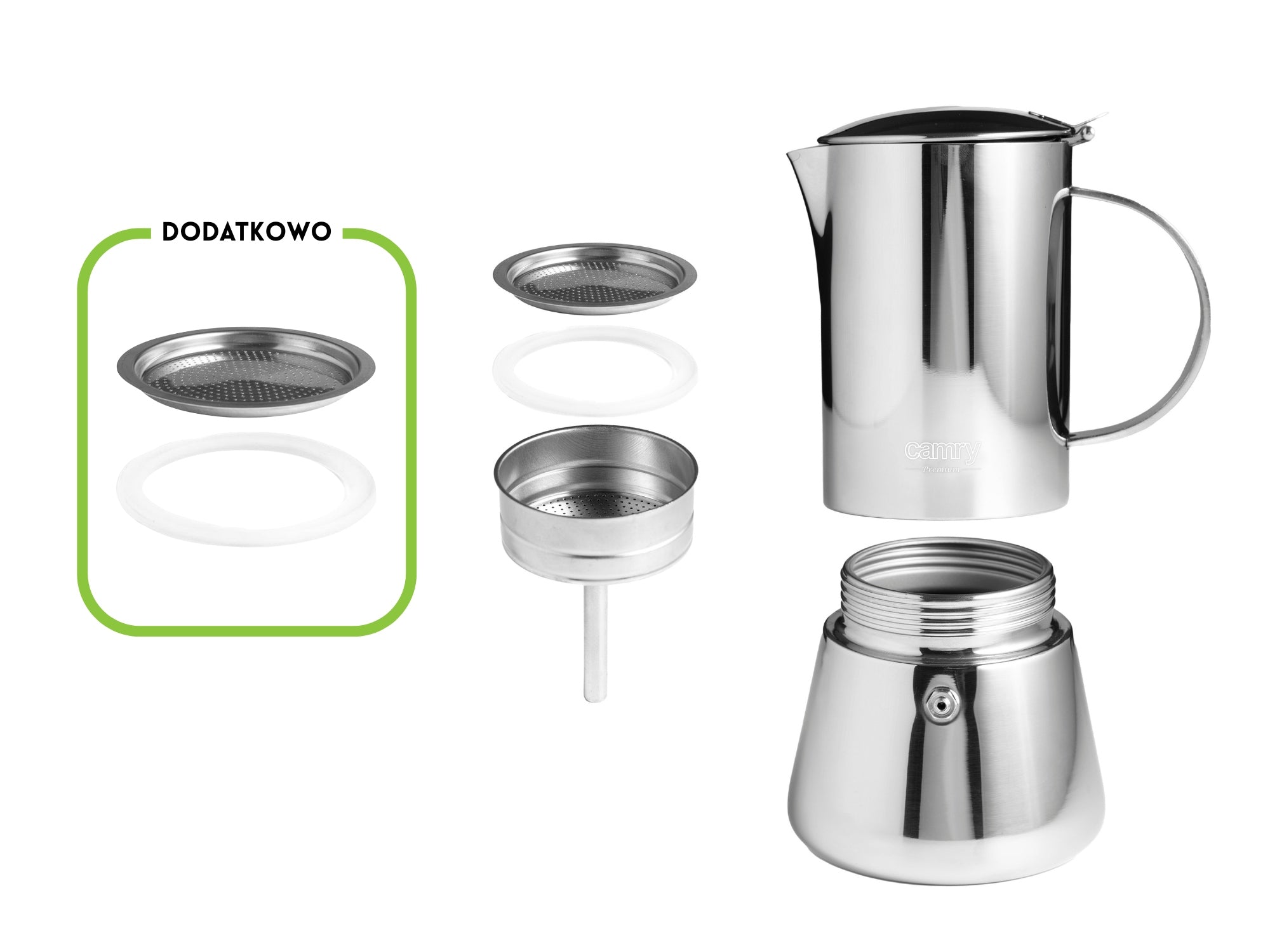 Kavinukas kavos virimui 500 ml. Veikia ant indukcijos, dujų. Plieninė CAMRY