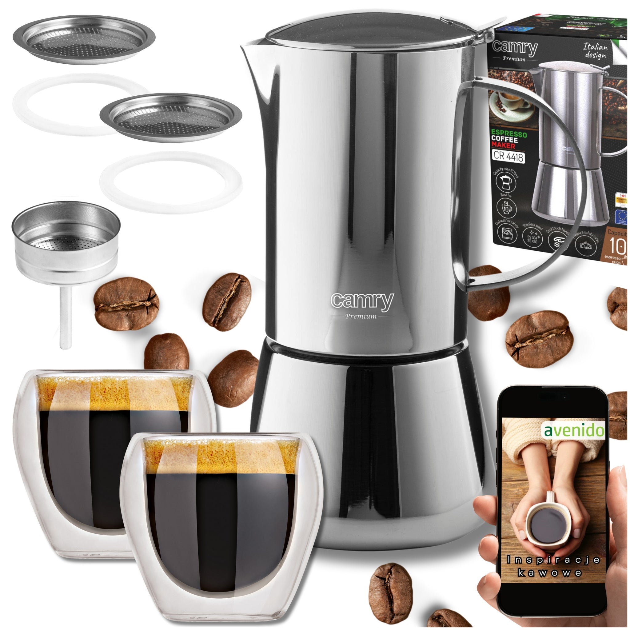 Kavinukas kavos virimui 500 ml. Veikia ant indukcijos, dujų. Plieninė CAMRY