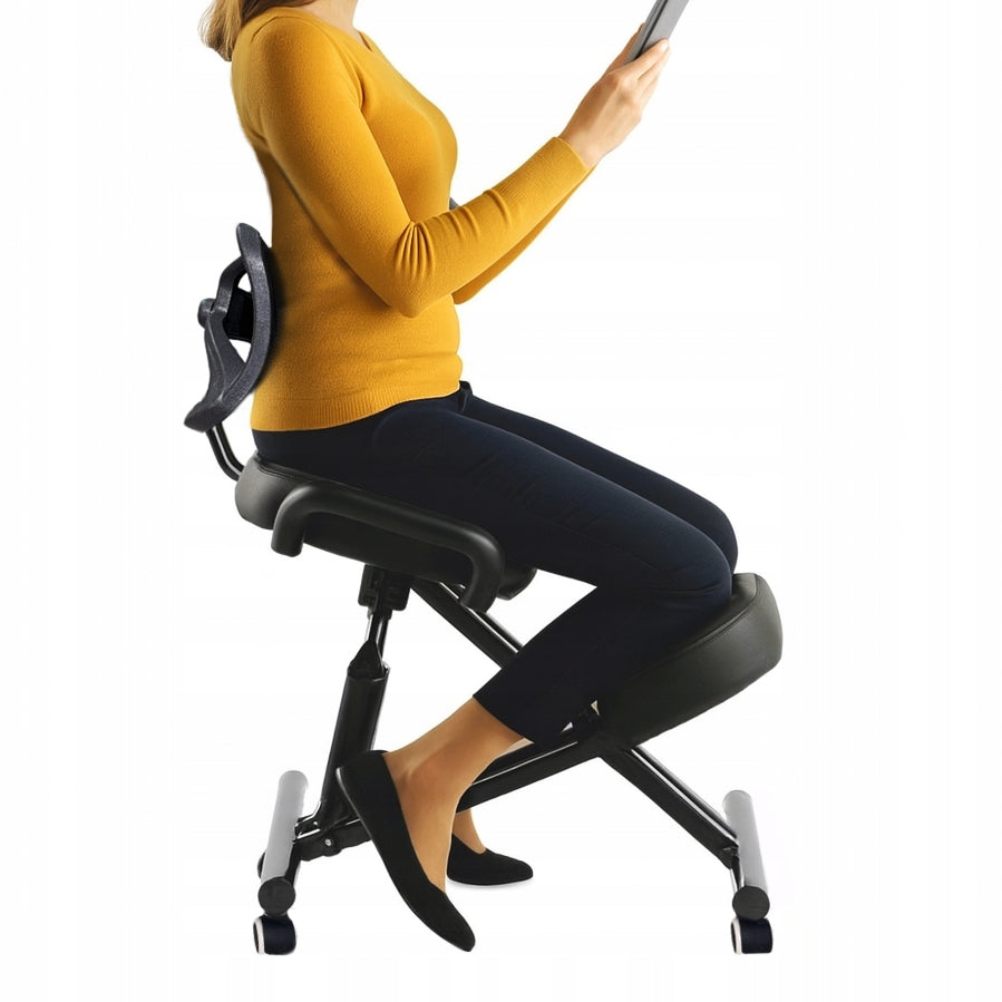 Ergonominė kėdė su atlošu, juoda, skirta biurui, grožio salonui, SPA