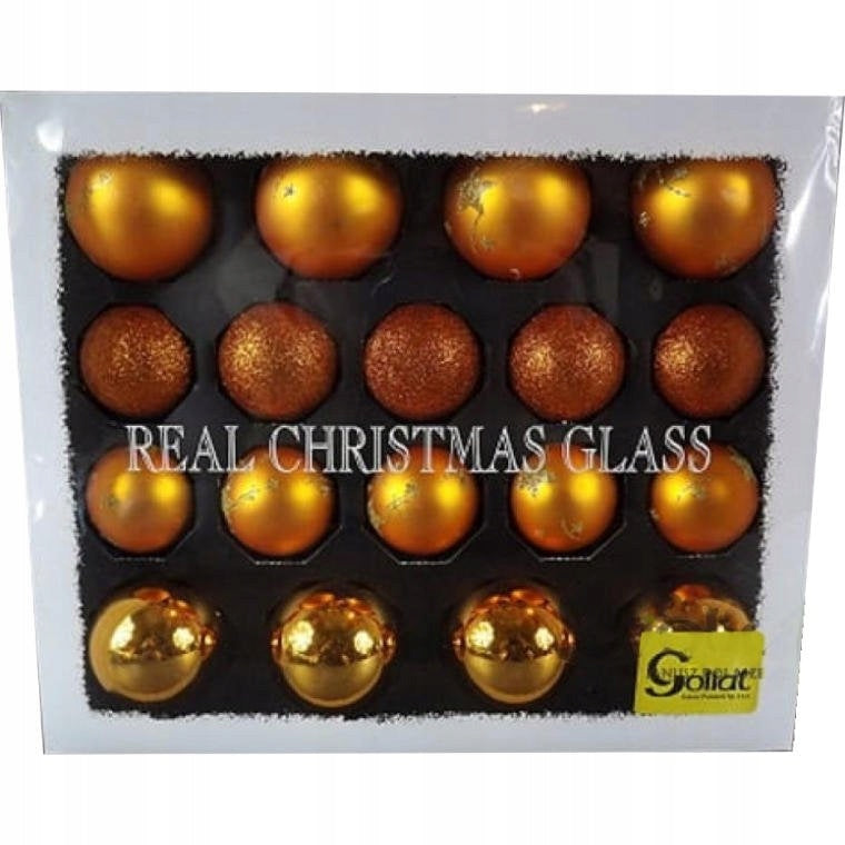 Rinkinys 18 Elegantiškų Stiklinių Kalėdinių Burbulų Oranžinės Spalvos