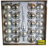 Rinkinys 20 plastikinių sidabrinių burbulų su pakabukais šventinei dekoracijai