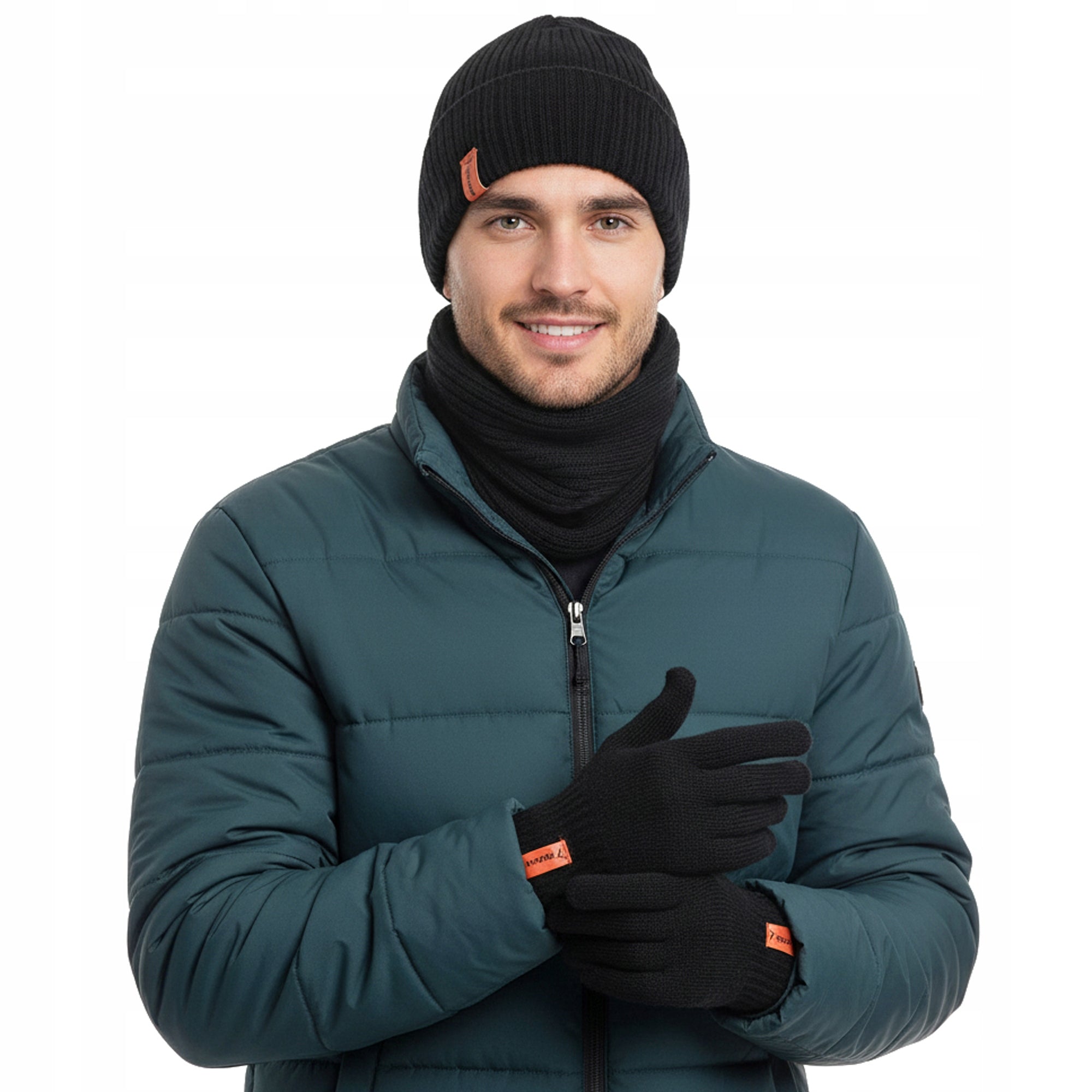 Vyriškas žiemos komplektas: kepurė, mova, skarą, pirštinės