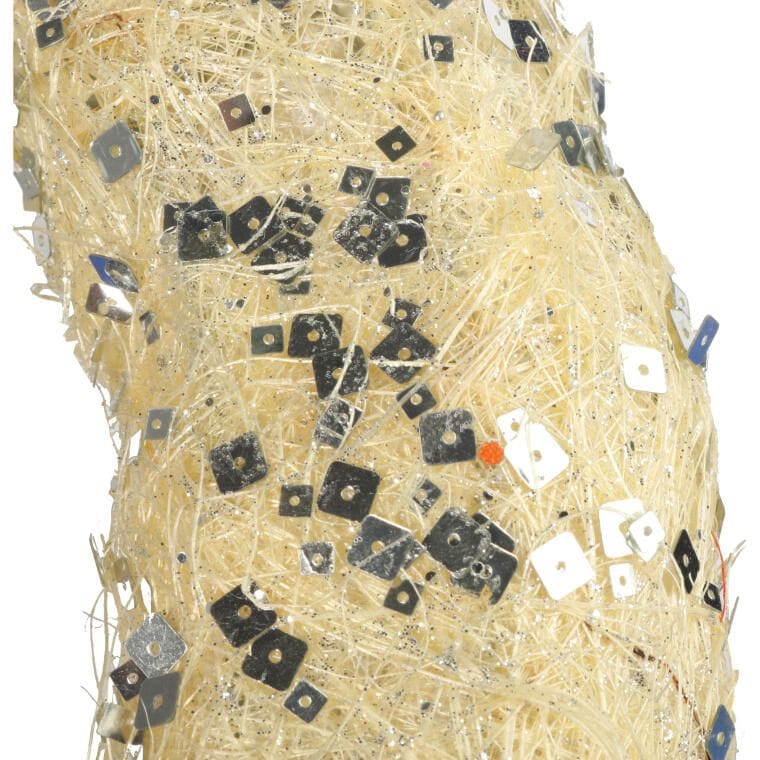 Kreminis Sizalio Dekoratyvinis Vainikas su LED apšvietimu 38 cm pakabinamas