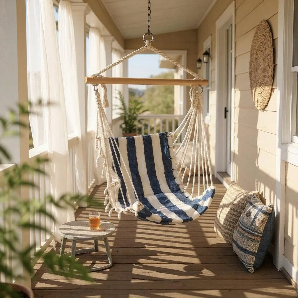 Brazilijos krėslas HAMAK Goliat sodui, balkonui ir interjerui, kabantis hamakas