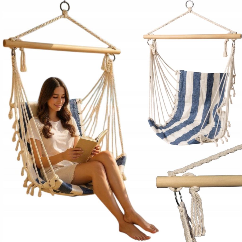 Brazilijos krėslas HAMAK Goliat sodui, balkonui ir interjerui, kabantis hamakas