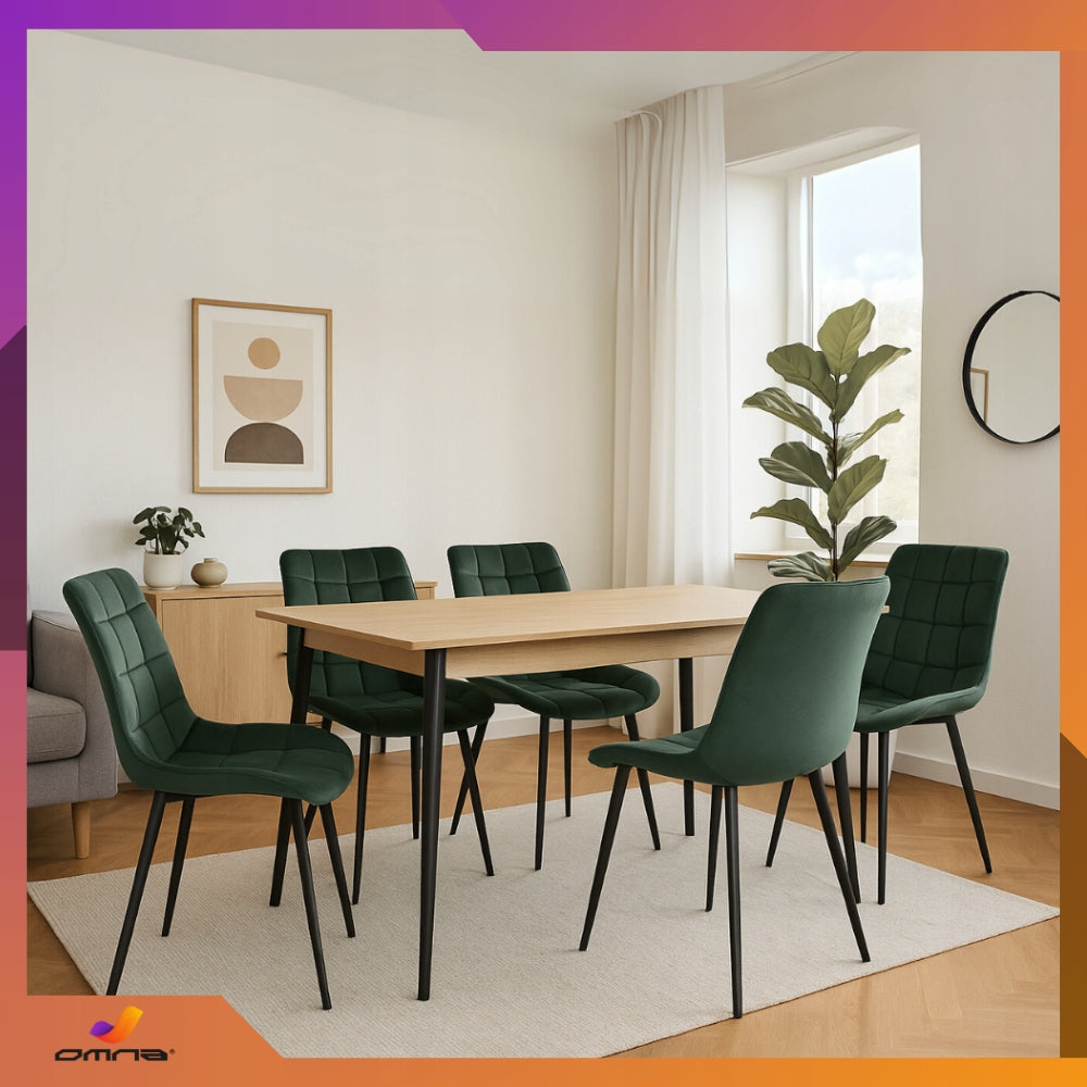 Aksominė dygsniuota paminkštinta kėdė su metalinėmis kojomis valgomajam, svetainei, Loft stiliaus