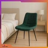 Aksominė dygsniuota paminkštinta kėdė su metalinėmis kojomis valgomajam, svetainei, Loft stiliaus