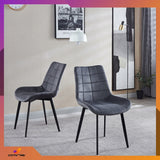 Aksominė dygsniuota paminkštinta kėdė su metalinėmis kojomis valgomajam, svetainei, Loft stiliaus