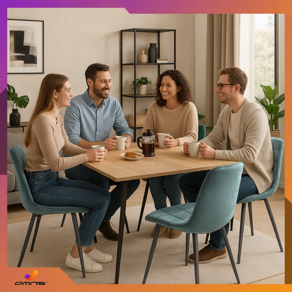 Aksominė dygsniuota paminkštinta kėdė su metalinėmis kojomis valgomajam, svetainei, Loft stiliaus