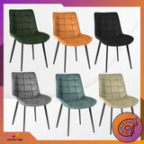 Aksominė dygsniuota paminkštinta kėdė su metalinėmis kojomis valgomajam, svetainei, Loft stiliaus