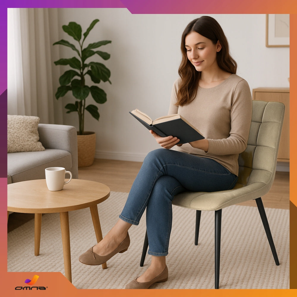 Aksominė dygsniuota paminkštinta kėdė su metalinėmis kojomis valgomajam, svetainei, Loft stiliaus