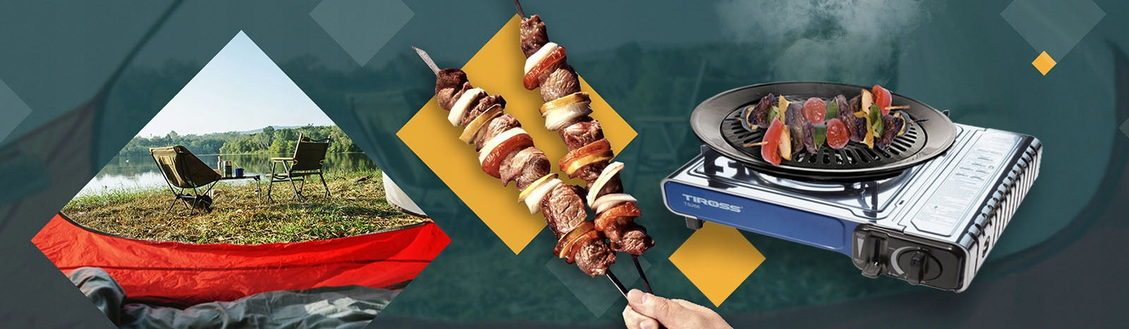 Kempingo viryklė Keramikinis degiklis Tiross TS-266 Lagaminas pridedamas