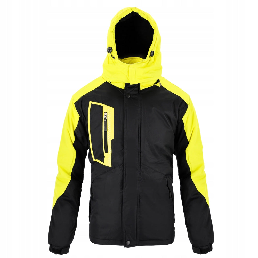 Neperšlampama šilta vyriška žieminė darbo striukė su gobtuvu, juoda