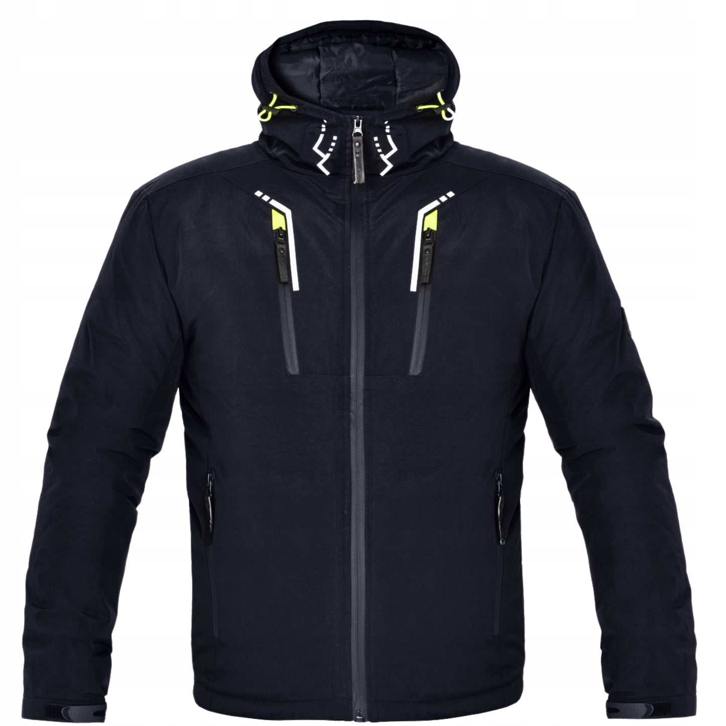 Zieminė vyriška striukė, darbo striukė, pašildyta, juoda su gobtuvu, šilta