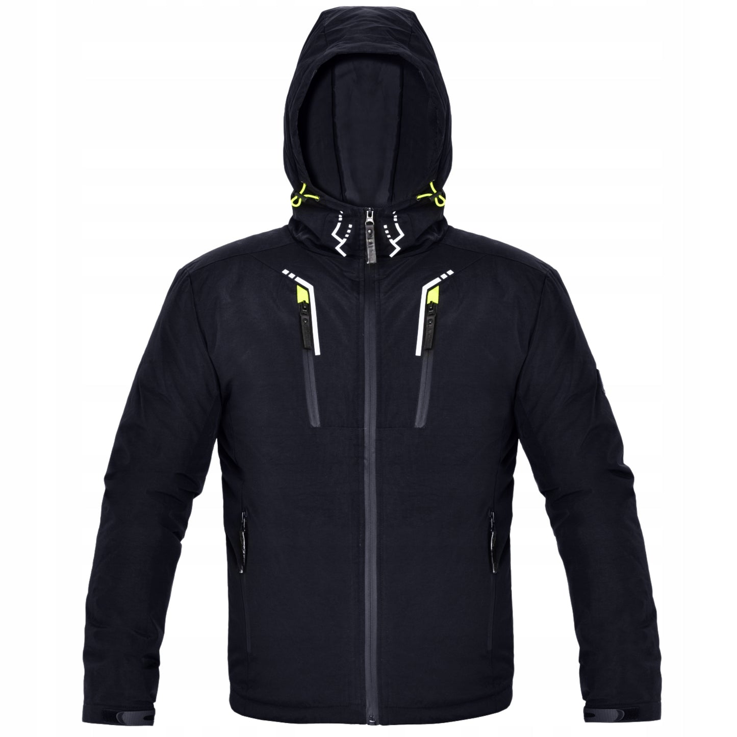 Zieminė vyriška striukė, darbo striukė, pašildyta, juoda su gobtuvu, šilta