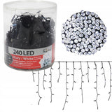 Užuolaida su 240 LED lempučių, su "flash" funkcija ir papildomu lizdu, balta, 1,8m x 1,5m