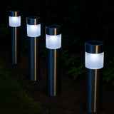 Saulės šviestuvas sodo įsmeigiamas 4 vnt. sidabrinis su sutemų jutikliu sodui