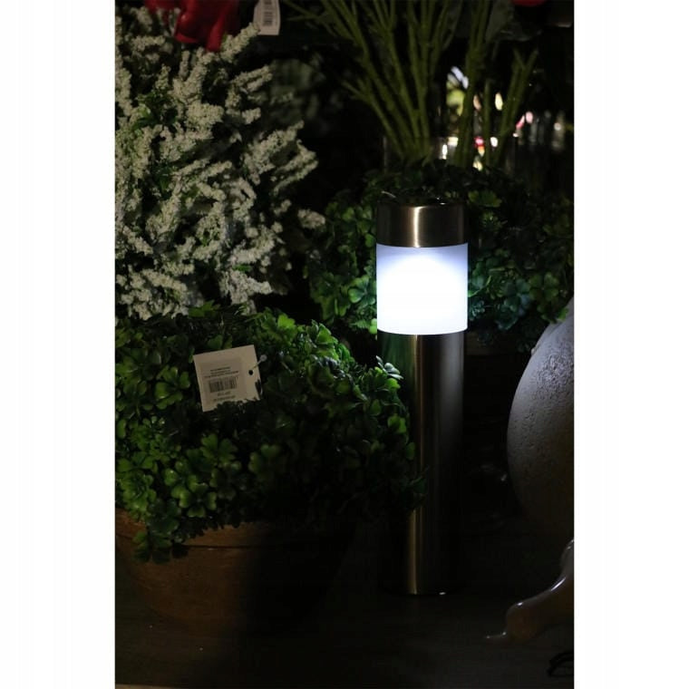 Saulės šviestuvas sodo įsmeigiamas 4 vnt. sidabrinis su sutemų jutikliu sodui