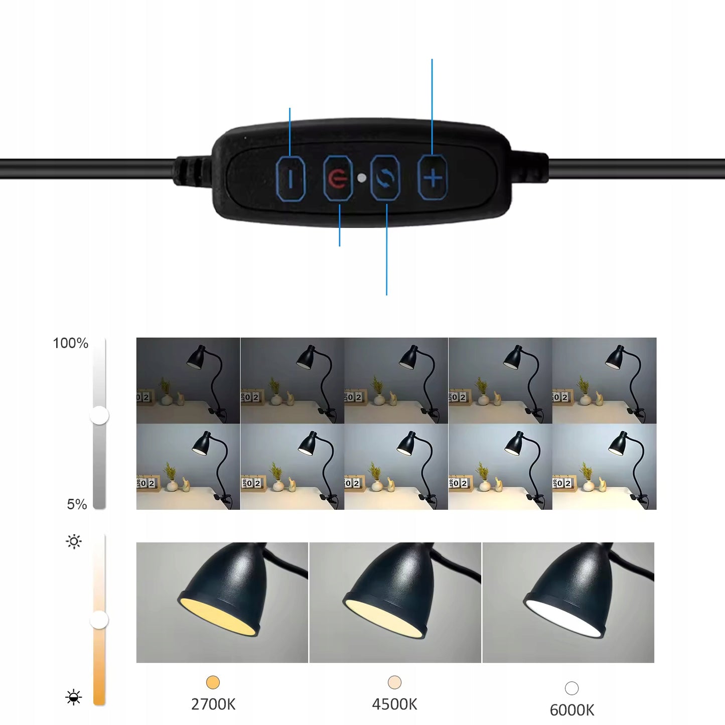 USB KNYGŲ SKAITYMO LEMPUTĖ, NAKTINĖ LEMPUTĖ SU SEGTUKU, DAUGIAFUNKCĖ LED
