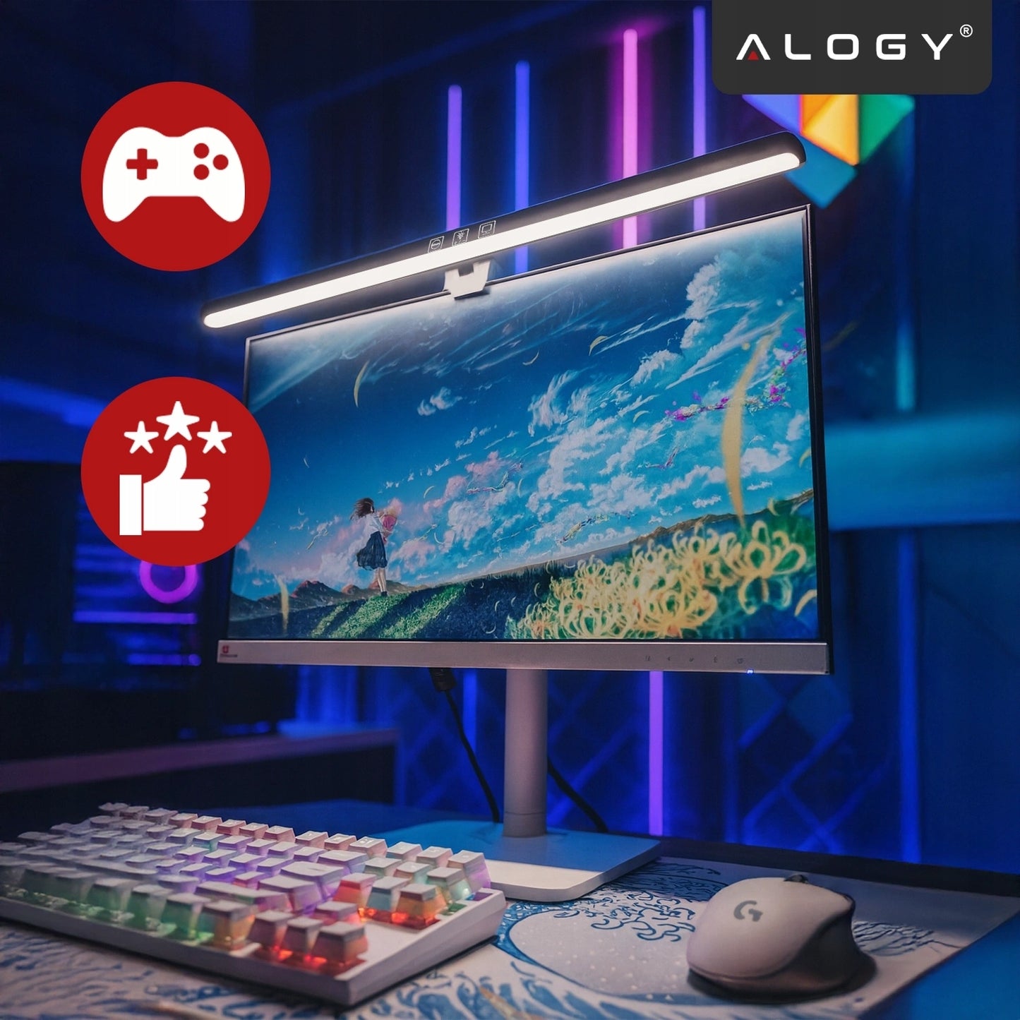 LED monitoriaus lemputė, plati stalas, reguliuojama, lietimui jautri, 60cm XL