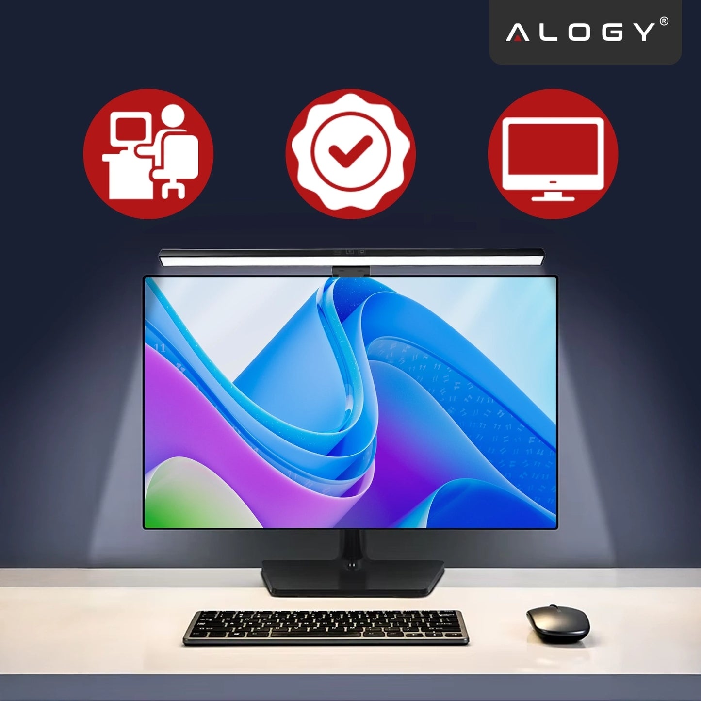 LED monitoriaus lemputė, plati stalas, reguliuojama, lietimui jautri, 60cm XL