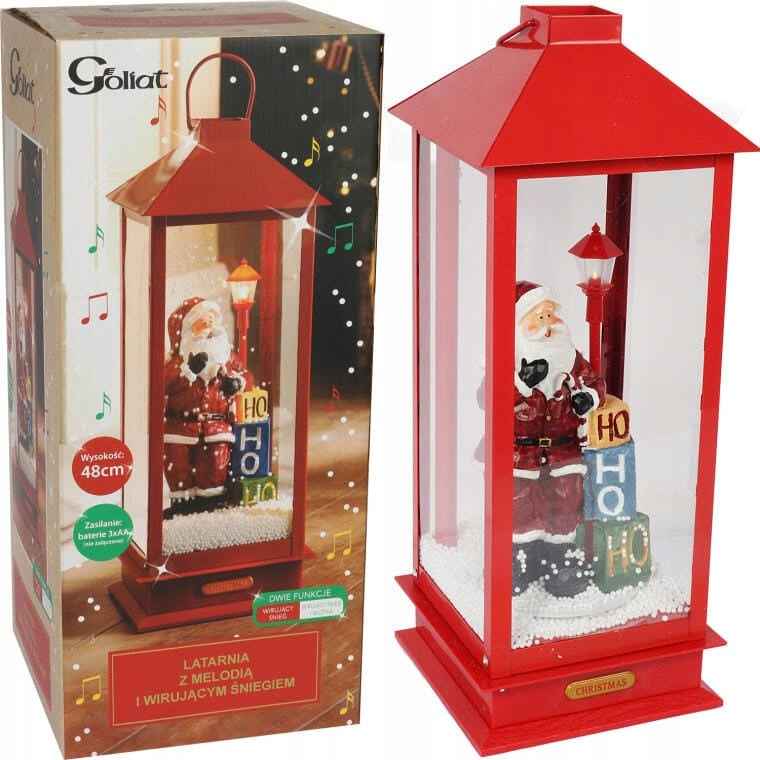 Žibintas su muzika, Kalėdinė LED dekoracija Kalėdų senelis Goliat