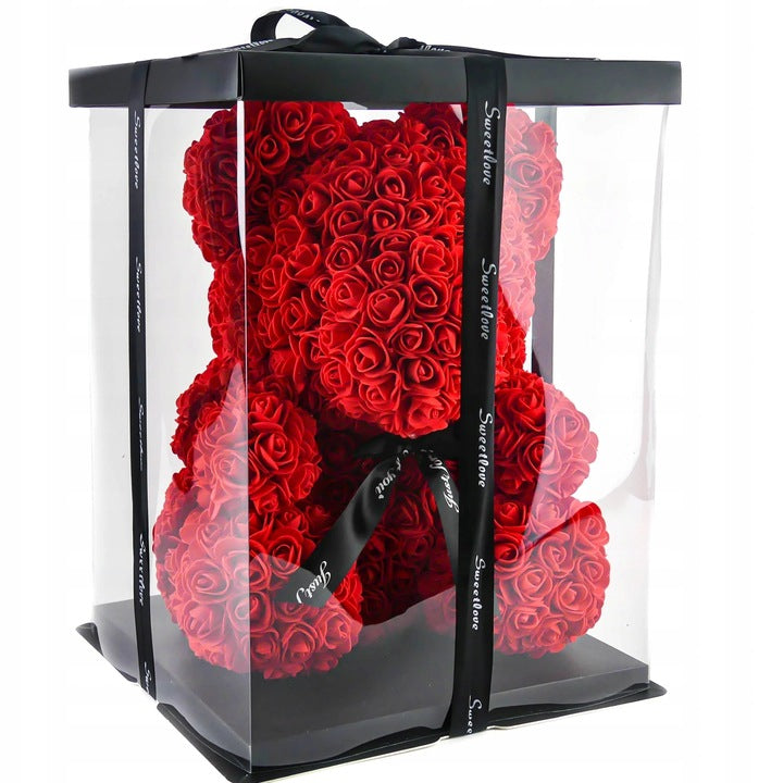 LED ŠVIETUKAI XXL MEŠKUTIS RAUDONOS RUOŽĖS DĖŽUTĖJE MEILĖS DOVANA ŠVIEČIA LED