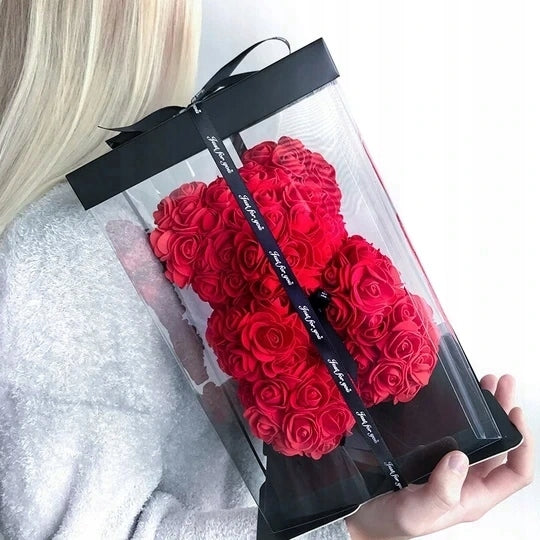 LED ŠVIETUKAI XXL MEŠKUTIS RAUDONOS RUOŽĖS DĖŽUTĖJE MEILĖS DOVANA ŠVIEČIA LED