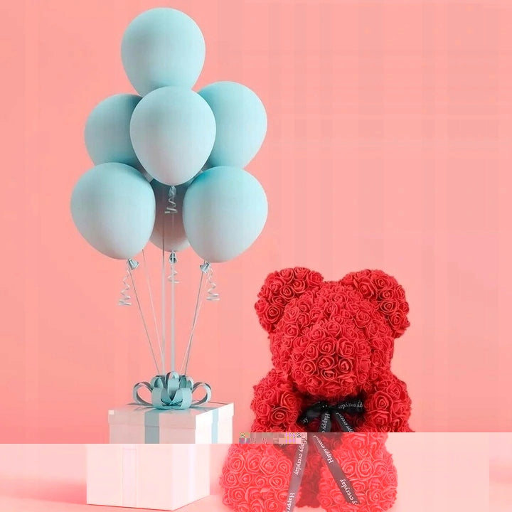 LED ŠVIETUKAI XXL MEŠKUTIS RAUDONOS RUOŽĖS DĖŽUTĖJE MEILĖS DOVANA ŠVIEČIA LED