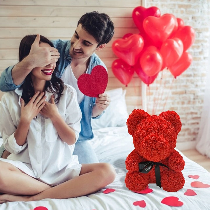 LED ŠVIETUKAI XXL MEŠKUTIS RAUDONOS RUOŽĖS DĖŽUTĖJE MEILĖS DOVANA ŠVIEČIA LED