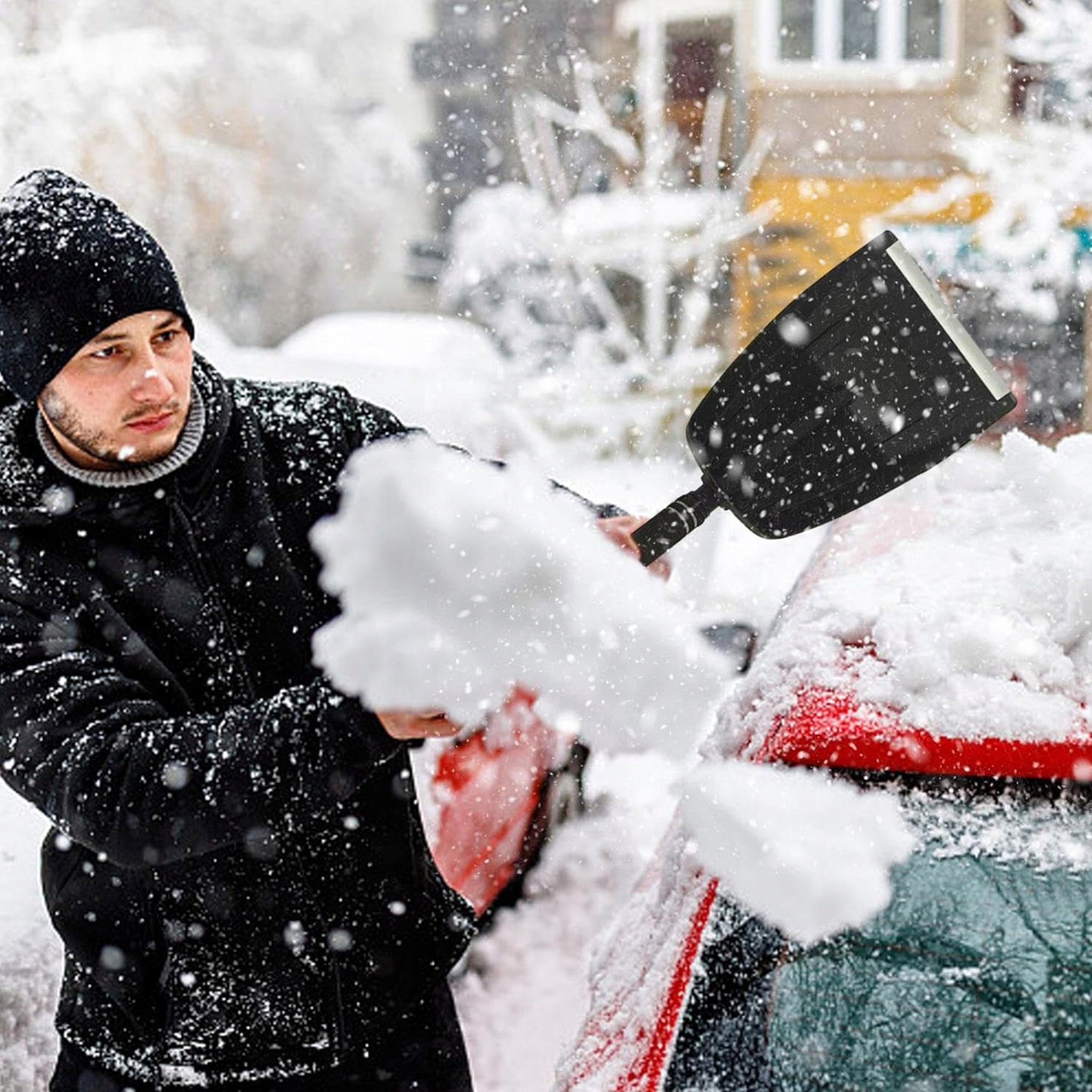 Sniego kastuvas automobiliui, tvirtas, sulankstomas, mini, sniego valymui
