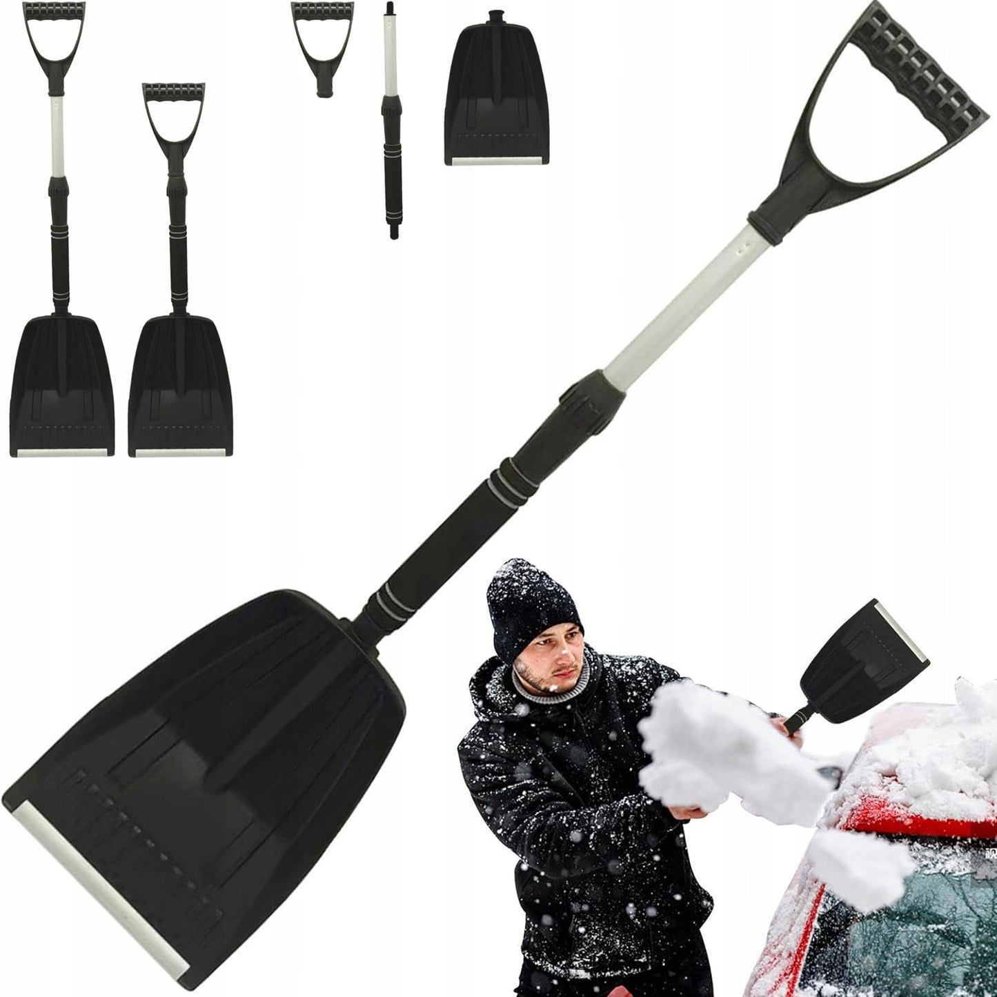 Sniego kastuvas automobiliui, tvirtas, sulankstomas, mini, sniego valymui