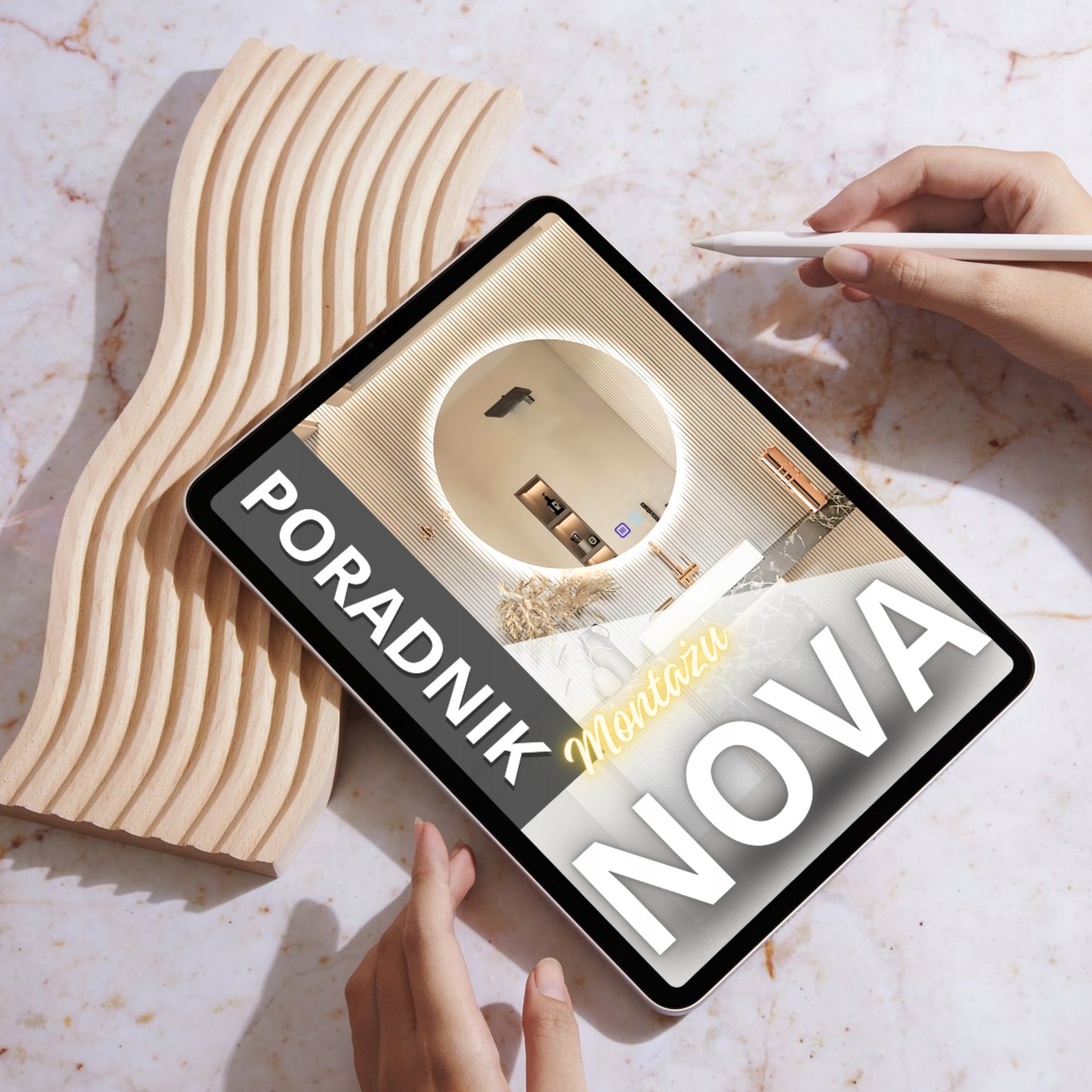 Apvalus 60 cm LED vonios veidrodis su lietimo jungikliu, apsauga nuo rasojimo ir 3 spalvų apšvietimu.