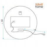 Apvalus 60 cm LED vonios veidrodis su lietimo jungikliu, apsauga nuo rasojimo ir 3 spalvų apšvietimu.