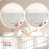 Apvalus 60 cm LED vonios veidrodis su lietimo jungikliu, apsauga nuo rasojimo ir 3 spalvų apšvietimu.