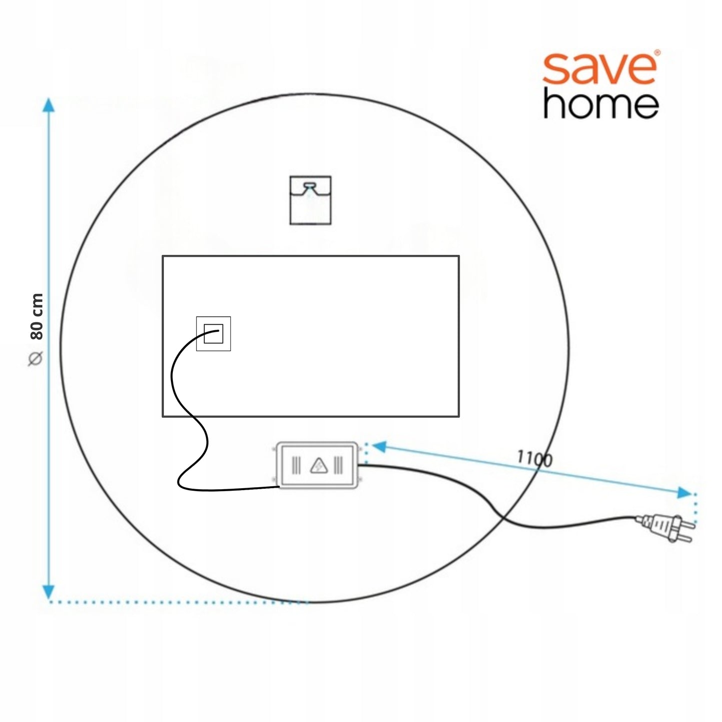 LED VONIOS VEIDRODIS 80 CM APVALUS APŠVIESTAS LIEČIAMASIS NE RASO 3 SPALVOS