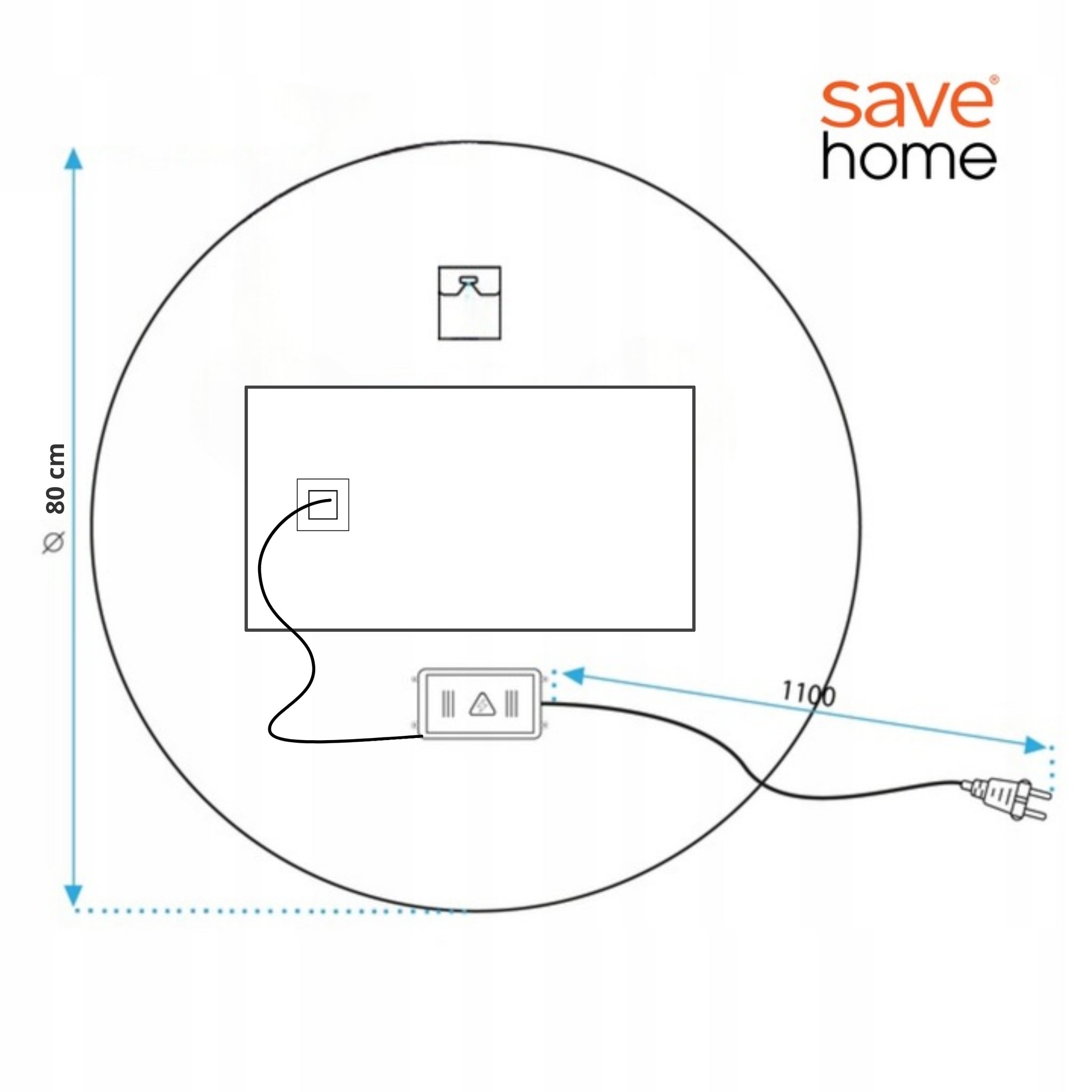 LED VONIOS VEIDRODIS 80 CM APVALUS APŠVIESTAS LIEČIAMASIS NE RASO 3 SPALVOS