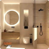 LED VONIOS VEIDRODIS 80 CM APVALUS APŠVIESTAS LIEČIAMASIS NE RASO 3 SPALVOS