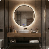 LED VONIOS VEIDRODIS 80 CM APVALUS APŠVIESTAS LIEČIAMASIS NE RASO 3 SPALVOS