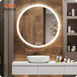 LED VONIOS VEIDRODIS 80 CM APVALUS APŠVIESTAS LIEČIAMASIS NE RASO 3 SPALVOS