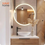 LED VONIOS VEIDRODIS 80 CM APVALUS APŠVIESTAS LIEČIAMASIS NE RASO 3 SPALVOS