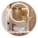 LED VONIOS VEIDRODIS 80 CM APVALUS APŠVIESTAS LIEČIAMASIS NE RASO 3 SPALVOS