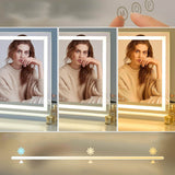 Tualetinis veidrodis su LED apšvietimu 58x43 cm, Holivudo stiliaus veidrodis su USB apšvietimu