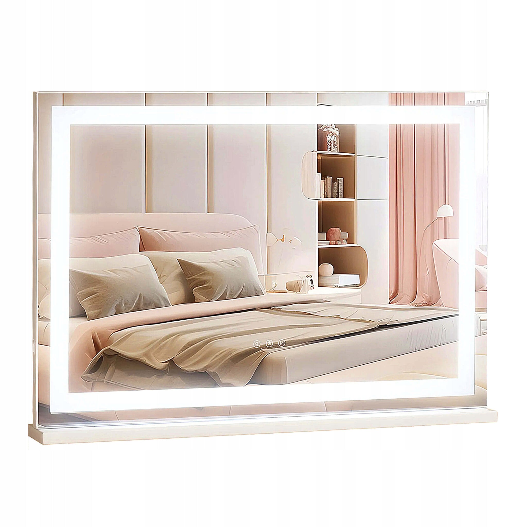 Tualetinis veidrodis su LED apšvietimu 58x43 cm, Holivudo stiliaus veidrodis su USB apšvietimu