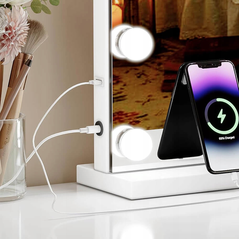 Makiažo veidrodis su Holivudo LED apšvietimu STOVINTIS 50x40 cm DOVANA