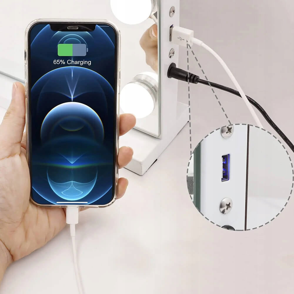 Makiažo veidrodis su Holivudo LED apšvietimu STOVINTIS 50x40 cm DOVANA