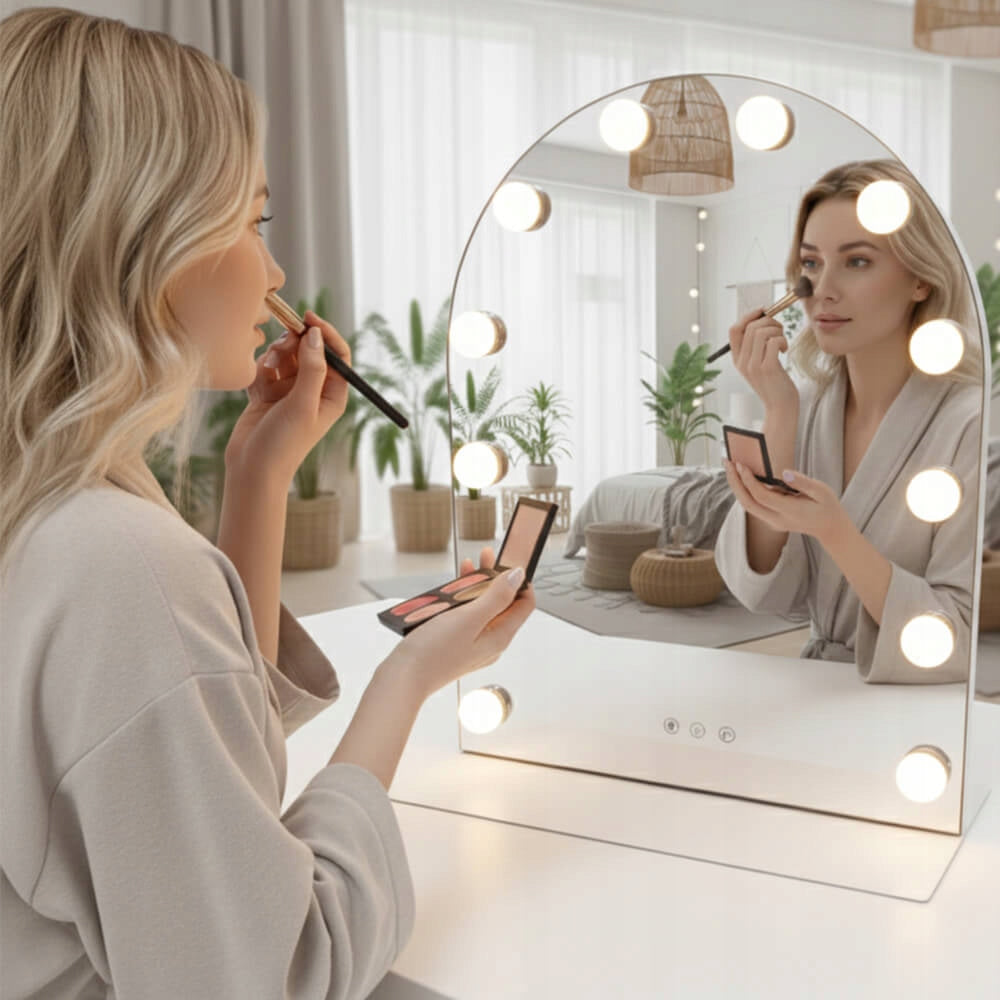 Makiažo veidrodis su Holivudo LED apšvietimu STOVINTIS 50x40 cm DOVANA
