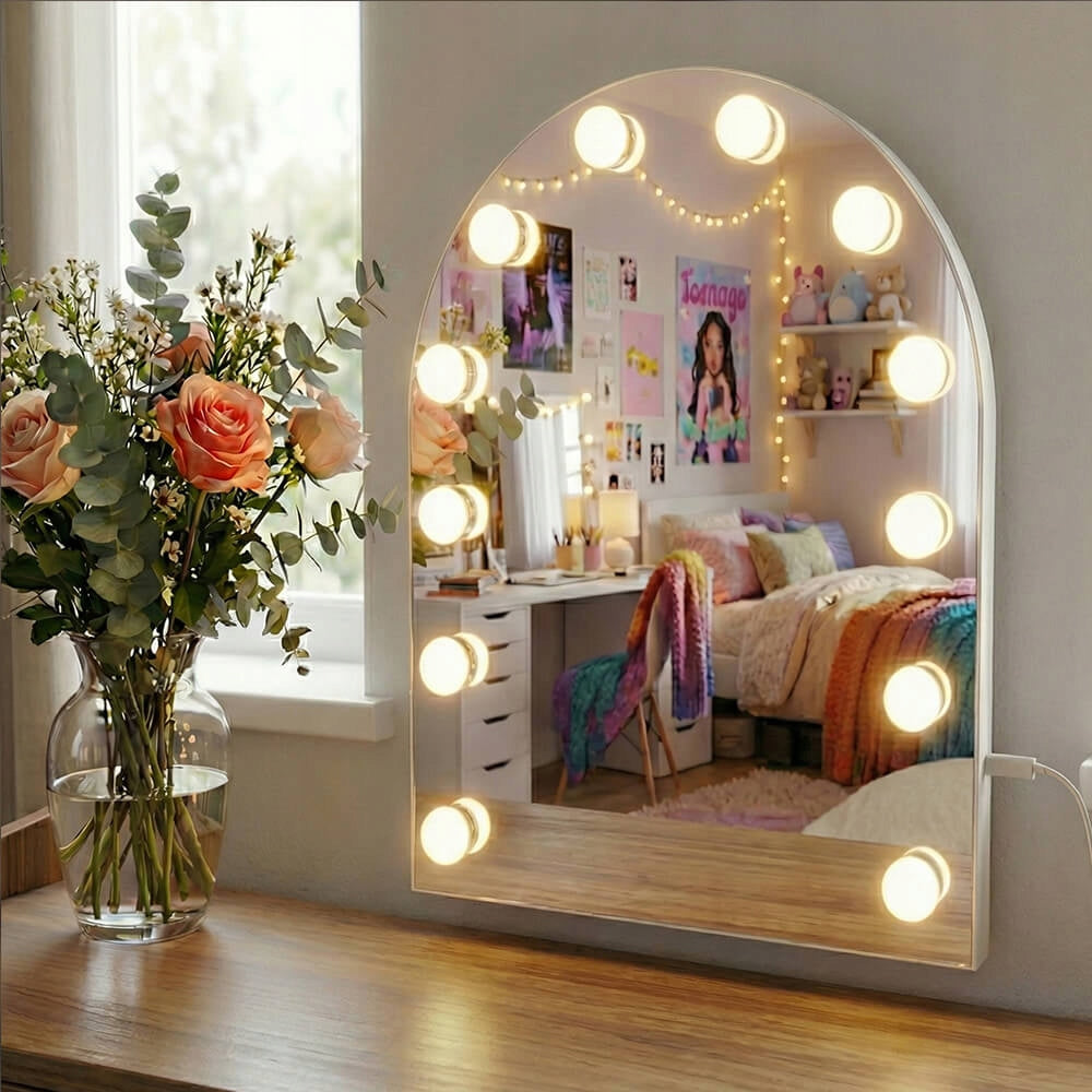 Makiažo veidrodis su Holivudo LED apšvietimu STOVINTIS 50x40 cm DOVANA